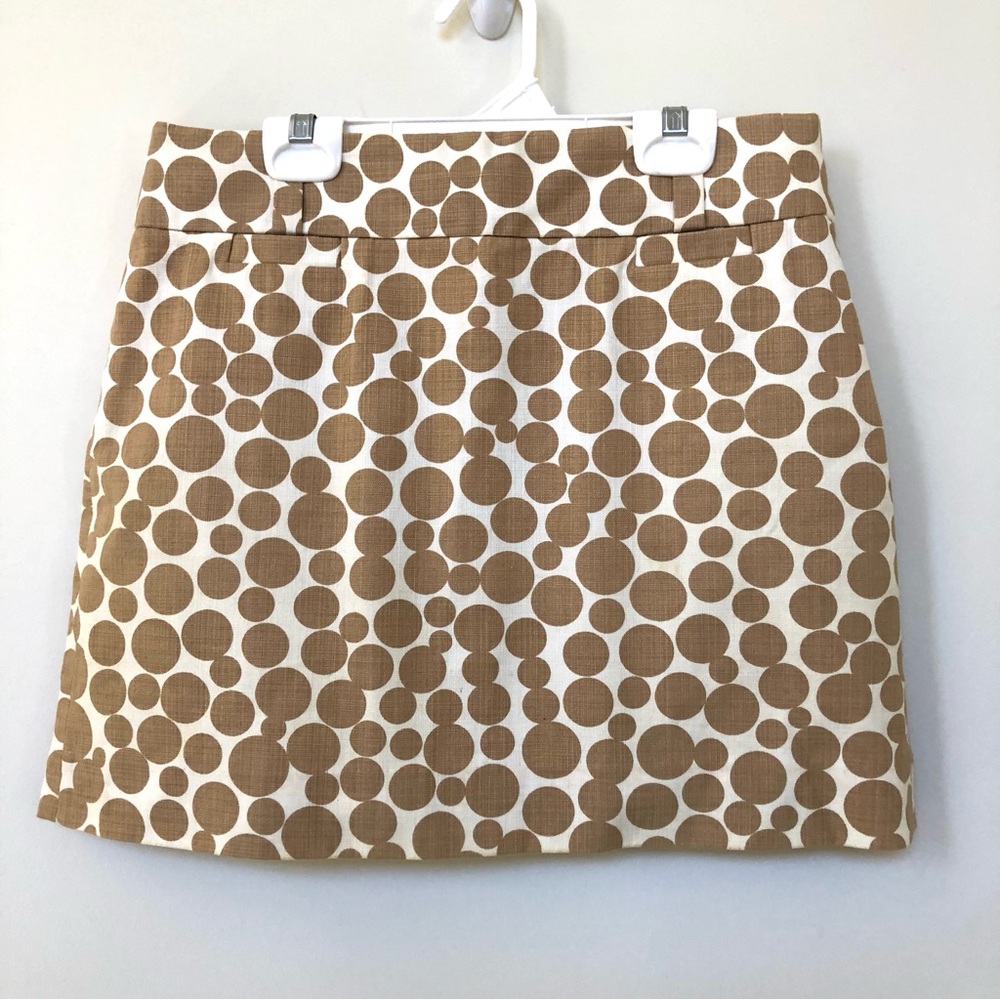 J Crew ~Bubble Dot ~ Skirt ~ Cream Tan Brown ~ 100% Woven Cotton ~ Size: 4